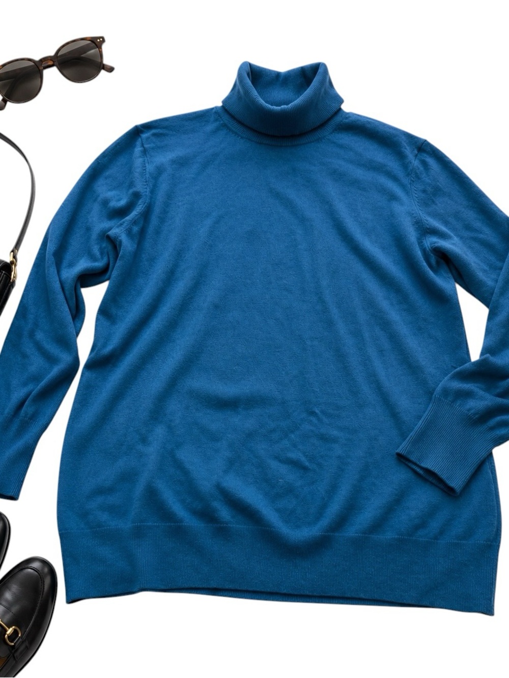 Torrid Blue Turtleneck Tunic Sweater Plus Size 3 (3X or 22-24) Longline Knit Top